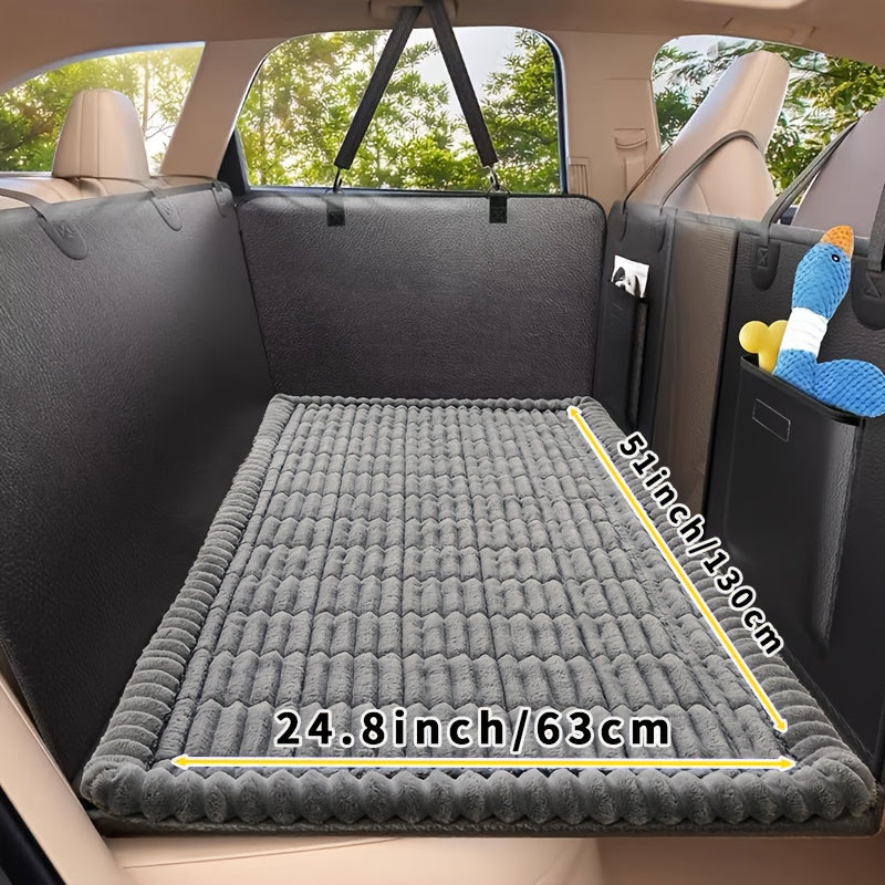Dog Car Mat Nonslip Pet Seat Cushion with Rear Extension Pad, Heavy-Duty Anti-Scratch Waterproof Floor Liner for SUVs Sedans Trucks