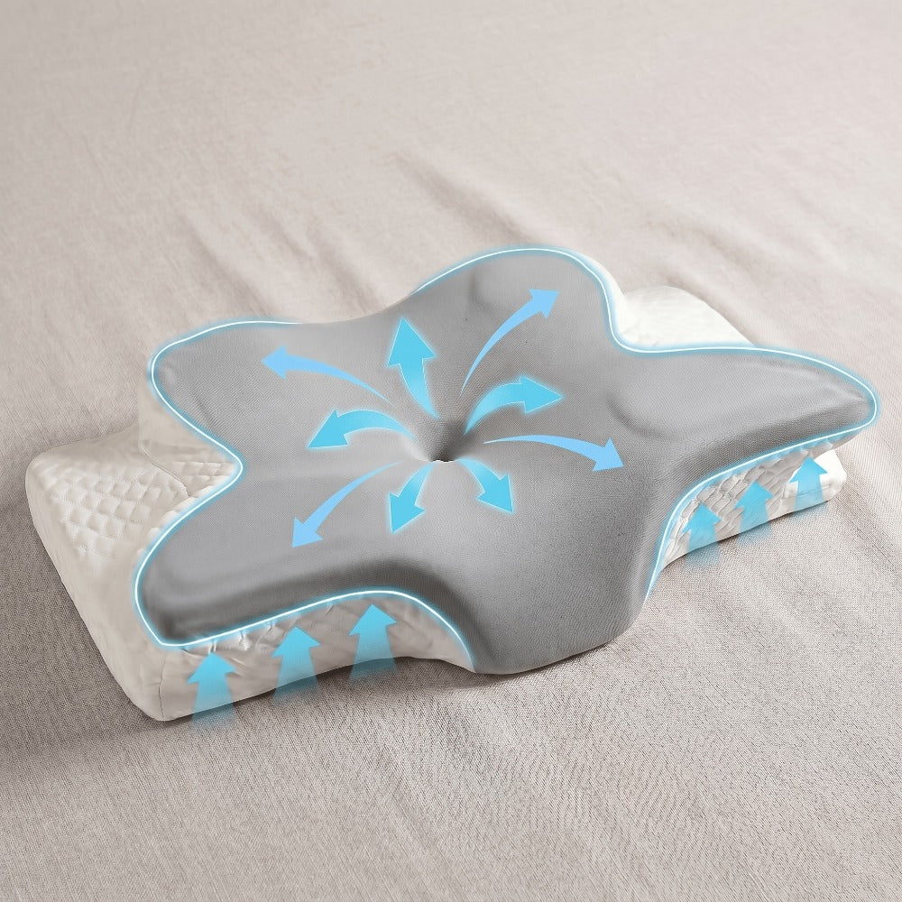 Cervical Neck Pillow for Sleeping - Butterfly Contour Memory Foam Support for Back & Side Sleepers