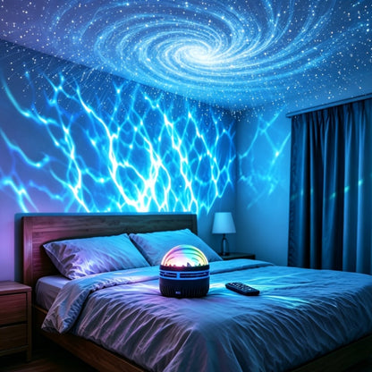 LED Star Projector Night Light USB Powered, 7-Star Galaxy Starry Sky & Water Ripple Effect Lamp for Bedroom Camping Wedding Home Decor