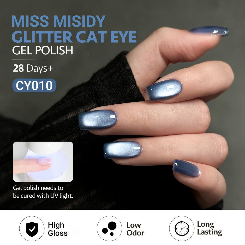 Cat Eye Gel Nail Polish Jelly Blue 0.54oz Sheer Glass-Like Finish – UV LED Soak-Off Long-Lasting Gel Polish for Manicure & Pedicure
