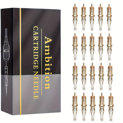 Ambition Tattoo Cartridge Needles 20pcs Professional RL RS RM Sizes with Safety Membrane for Temporary Body Art, Festivals and Costumes