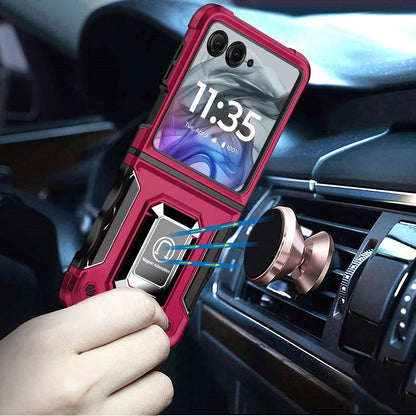 Phone Case Metal Ring Kickstand with TPU and PC Shell for Motorola Razr 2024 in Eight Colors
