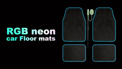 Edge-Lighted Car Floor Mats, Four-Piece Set with App-Controlled RGB Strip and Soft or PU Surface Options