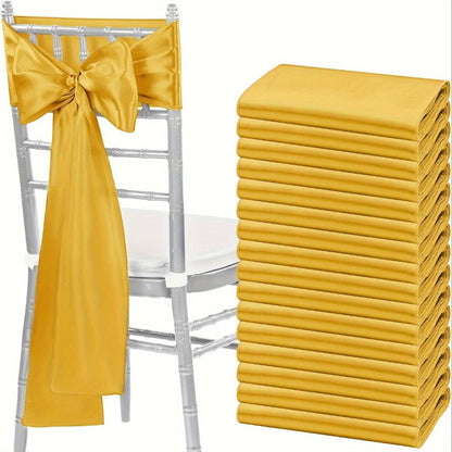 100pcs Satin Chair Sashes Bows for Wedding Banquet Party Event Decoration, 13 Colors, 18×275cm