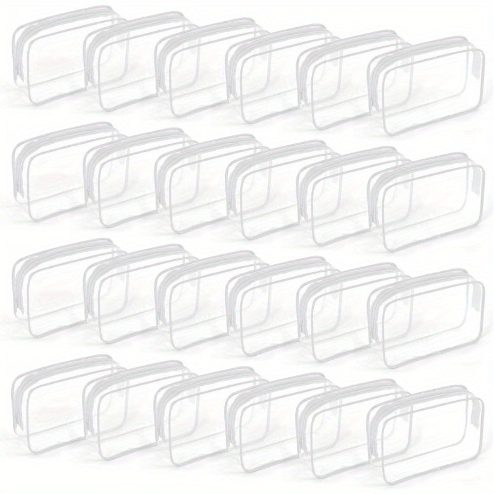 TSA Approved Clear Toiletry Bags Set of 24 Transparent Travel Makeup Organizer Pouches Medium Size Airport Security Quart Bag for Liquids