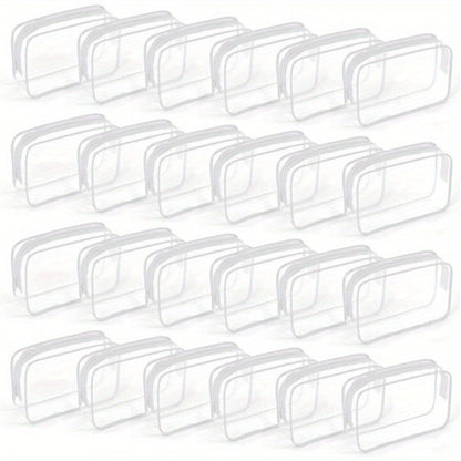 TSA Approved Clear Toiletry Bags Set of 24 Transparent Travel Makeup Organizer Pouches Medium Size Airport Security Quart Bag for Liquids
