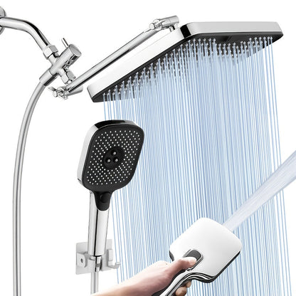 High Pressure Rainfall Shower Head Combo with Handheld Spray – 9 Spray Settings, 180° Adjustable Bracket, Stainless Steel Hose