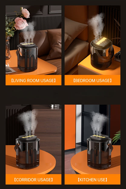 Large Desktop Humidifier with Night Light, 101oz 3-Nozzle USB Rechargeable Cool Mist Humidifier for Bedroom