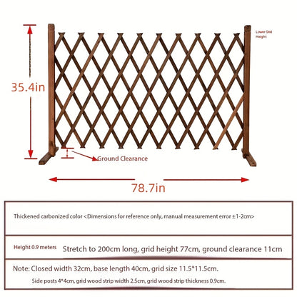 Dog Gate Folding Wooden – Thickened Natural Wood Grain Pet Barrier for Stairs Doorway & Home Entrance, Expandable Mesh Fence for Dogs
