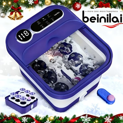Foot Spa Bath Massager with Heat and Bubbles, Foldable Electric Foot Soak Tub with Heating, Bubble Massage