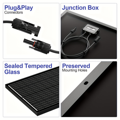 High-Efficiency 100 Watt Solar Panel Featuring a Black Backsheet, 18 BB Monocrystalline Design