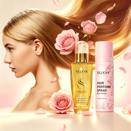 Argan Hair Oil & Rose Scented Spray Set for Women | Moroccan Penetrating Treatment Smooths Frizz Moisturizes Strengthens | Long-Lasting Rose