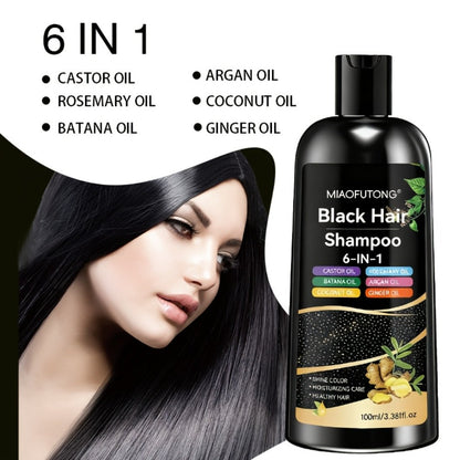 Hair Color Shampoo, MIAOFUTONG 6-in-1 100ml Black Color Bottle with a Single-Bottle Option