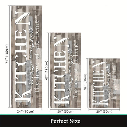 Kitchen Rug Wood Grain Farmhouse Floor Mat in Multiple Sizes with Washable Polyester Surface for Kitchens, Hallways and Laundry Rooms