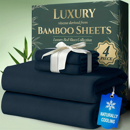 Bed Sheet Set Bamboo-Derived Fabric with Four Bed Sizes, specified Sheet Dimensions and Thirteen Colors