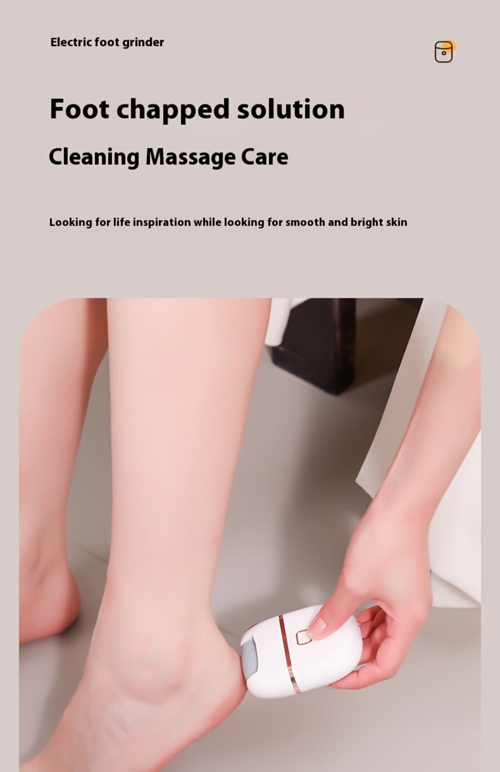 Callus Remover for Feet Electric Rechargeable Foot Grinder with 3 Grinding Heads & 2 Speed Settings – USB Portable Pedicure Tool for Cracked