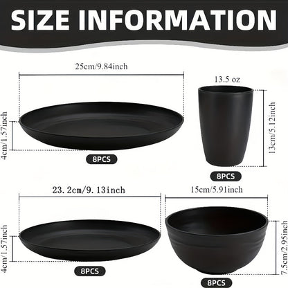 Wheat Straw Dinnerware Set Unbreakable 16 or 32-Piece Service for 4 or 8, Lightweight Dishwasher Microwave Safe Dish Set with Plates Bowls