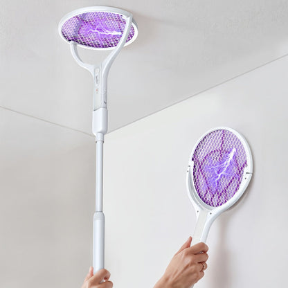 Electric Fly Swatter Racket 4000V, Rechargeable Mosquito Zapper with Auto One-Touch Kill, Detachable Head
