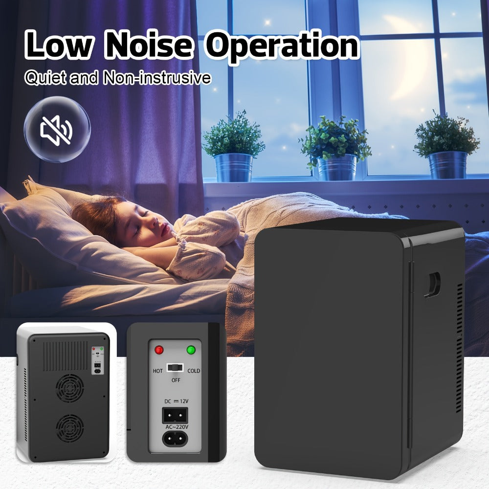 Mini Fridge with Glass Front Door 15.8QT/23.3QT - Portable Cooler and Warmer AC/DC 12V, Small Refrigerator for Bedroom