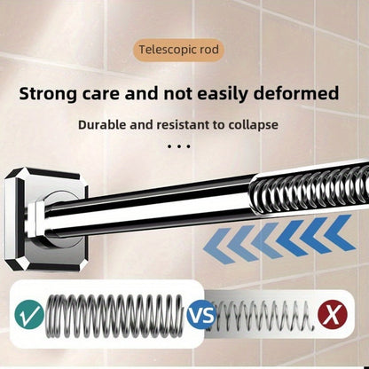 Tension Curtain Rod No Drill Telescopic Shower Bathroom Towel Rack Adjustable Hanging Rod Balcony Coat Hanger Drying Rod