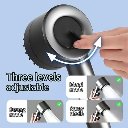 Nine-Piece Handheld Shower Head Set with Three Spray Modes, 59-Inch Hose, Five Cartridges and Wall Bracket