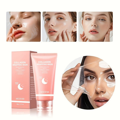 Collagen Night Mask Korean Skincare, Gel Face Mask with Applicator Brush, Hydrolyzed Collagen, Niacinamide