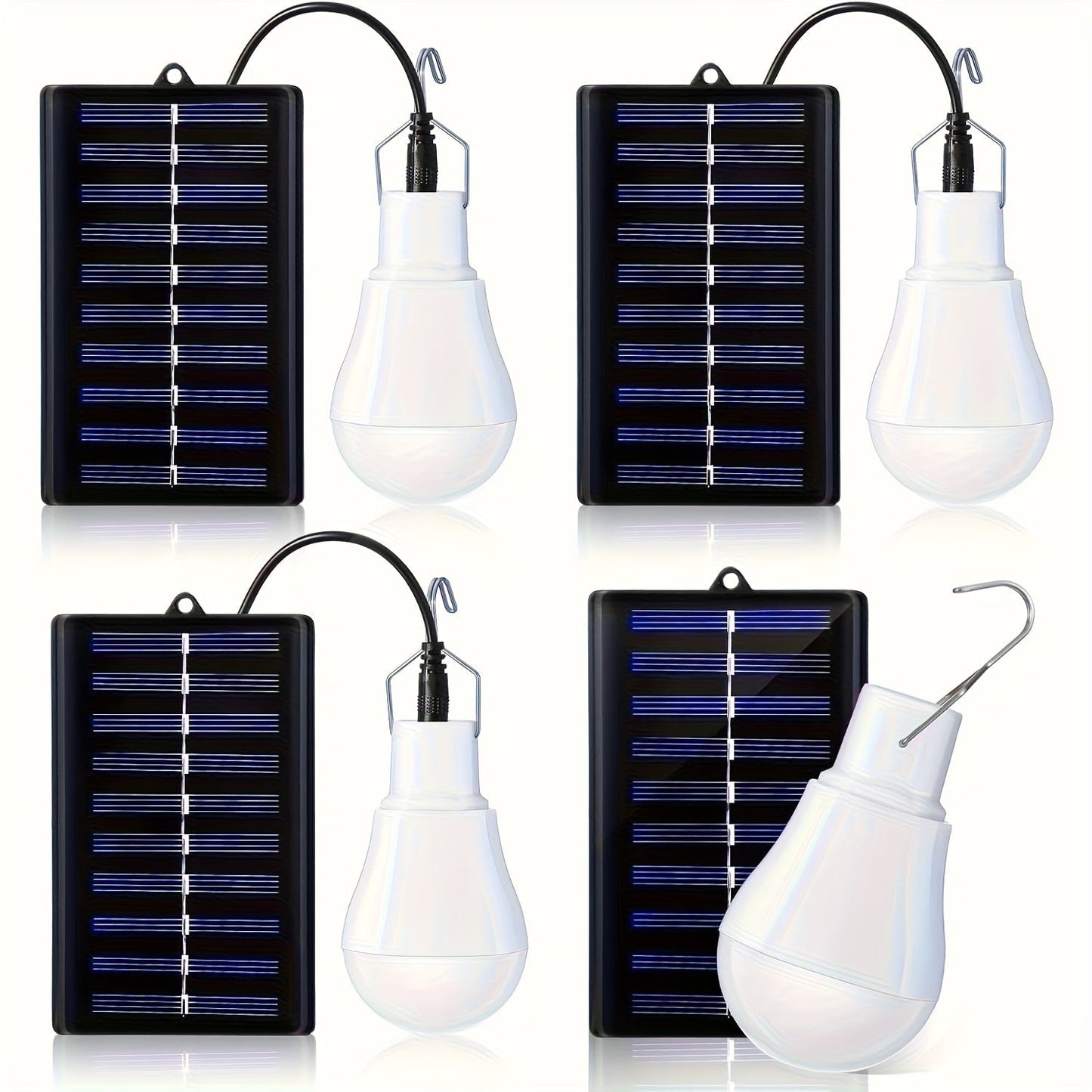 Outdoor Solar Light Bulb with 3.5M Cable – 110 Lumen 12 LED, 800mAh Rechargeable, 6000K Daylight, Portable Hanging Lamp for Garden, Yard