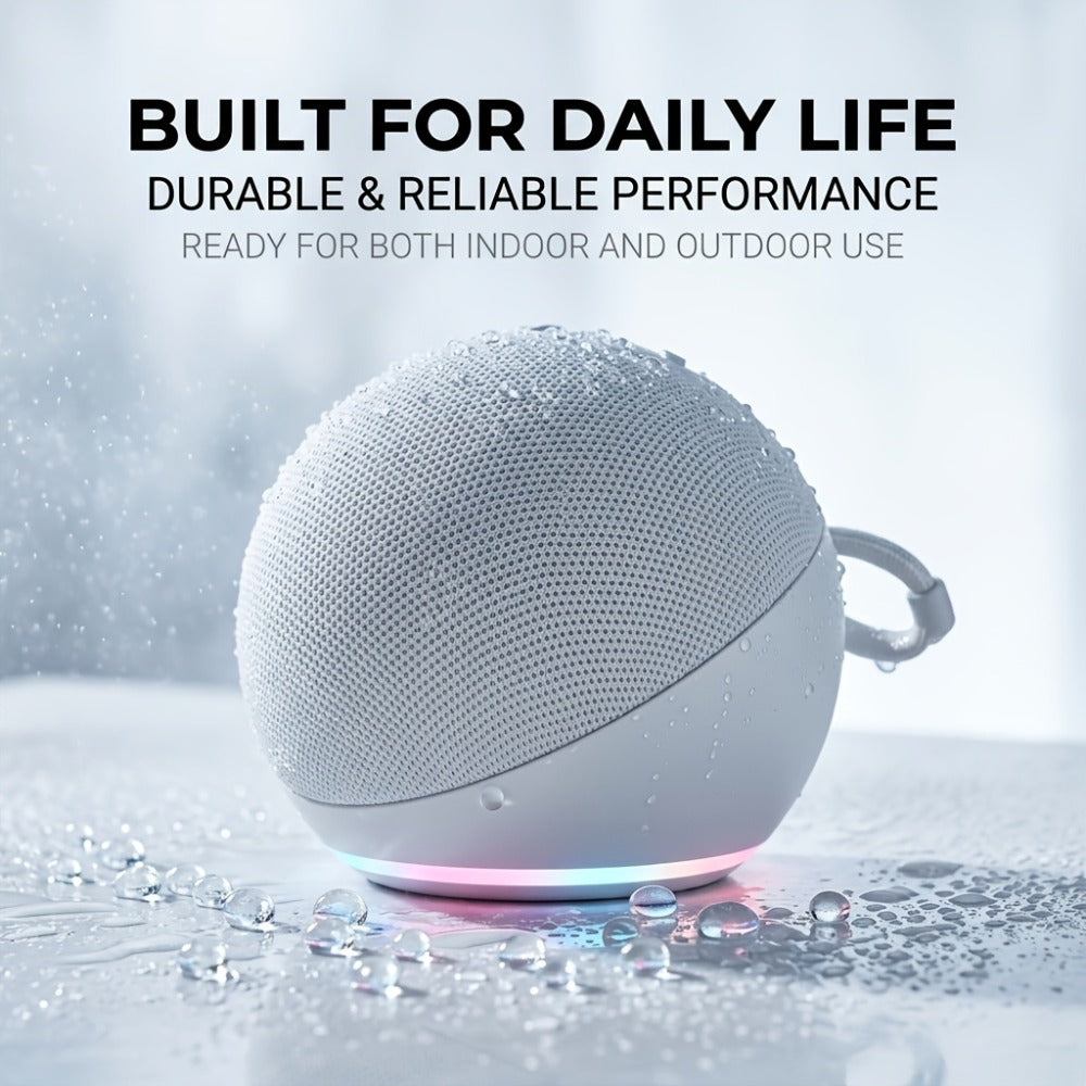 Portable Bluetooth Speaker Spherical Model with RGB, TWS, Subwoofer, 360° and Included Base