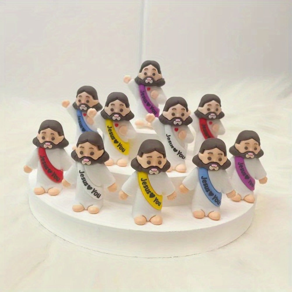 Mini Christian Statues Bulk 50pcs God Bless You Colorful Crosses Vintage Religious Figurines for Entryways, Bedrooms and Living Spaces