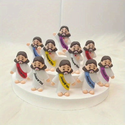 Mini Christian Statues Bulk 50pcs God Bless You Colorful Crosses Vintage Religious Figurines for Entryways, Bedrooms and Living Spaces