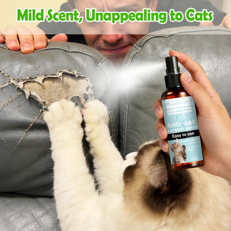 Cat Scratch Deterrent Spray for Furniture – Non-Toxic Pet Safe Anti-Scratch Training Spray, Protects Sofa Couch Carpet Door Wood Surfaces
