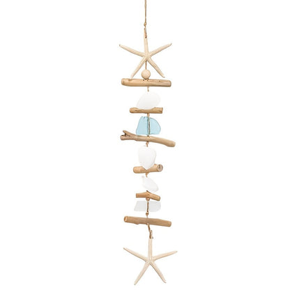 Starfish Wooden Bead Necklace & Coastal Pendant Set, Beach Jewelry, Nautical Starfish Charm, Driftwood Hanging String Decor for Women