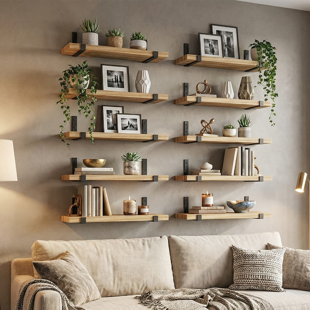 Floating Shelves for Wall 10 Pack 15.8x5.9 Inch Wall Mounted Shelf for Bedroom Kitchen for Home Cooking, Dining and Outdoor Meals