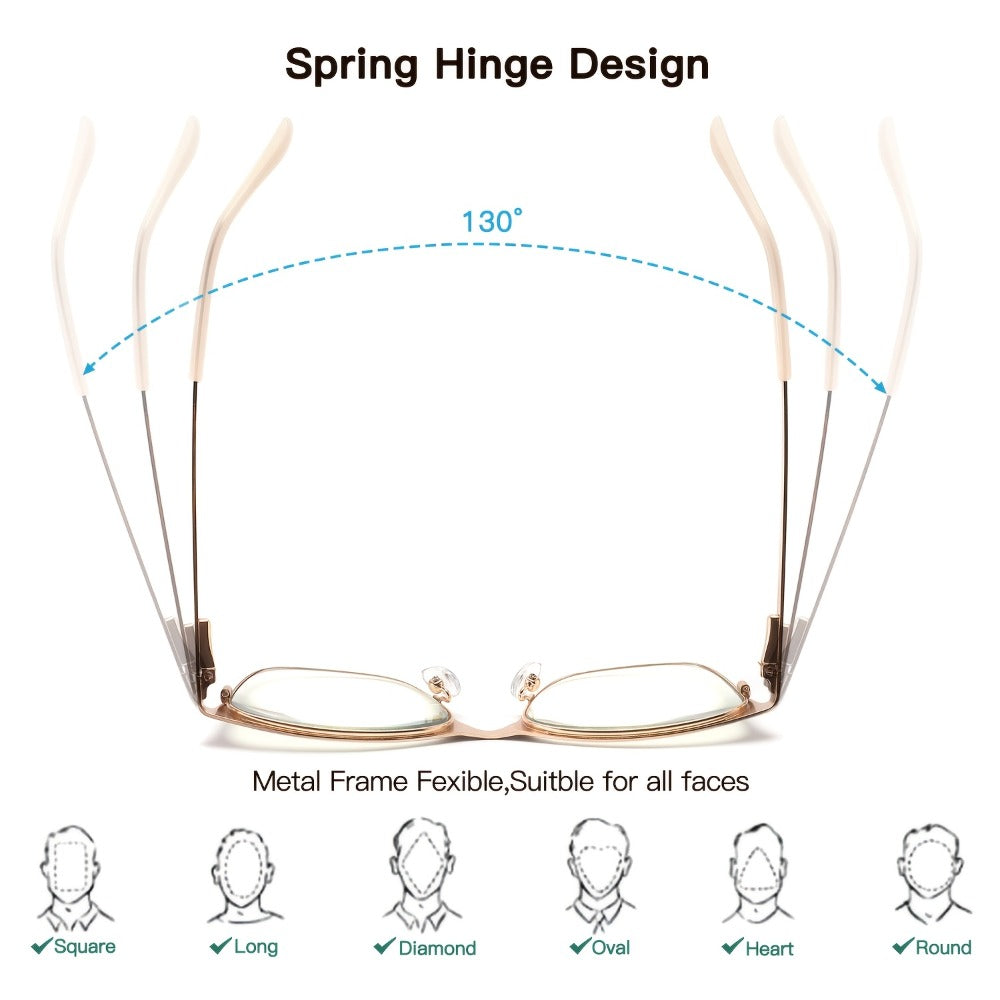 Reading Glasses – Three-Pair Rectangular Metal Readers with Polycarbonate Lenses with Multiple Strength and Color Options