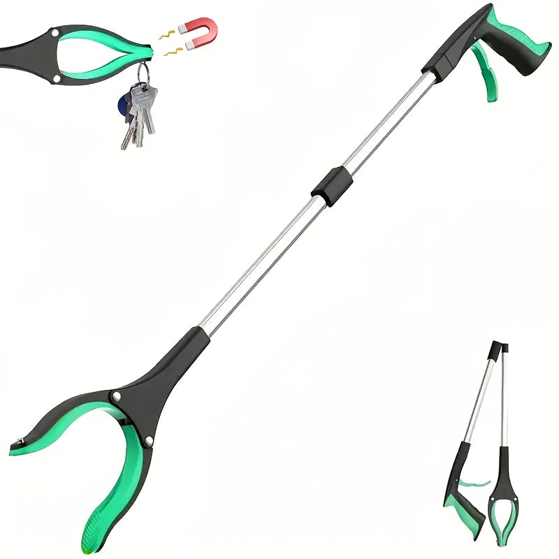 Grabber Tool Reacher 32-Inch Foldable Telescopic – 360° Rotating Jaws & Magnetic Tip Litter Picker, Lightweight Easy-Grip Reaching Tool