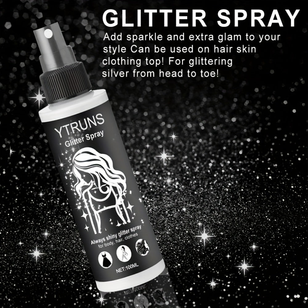 Glitter Spray for Hair & Body Quick Dry Shimmer Spray – High-Gloss Body Glitter for Face Lips Eyes Skin Festival Rave Party Photoshoot