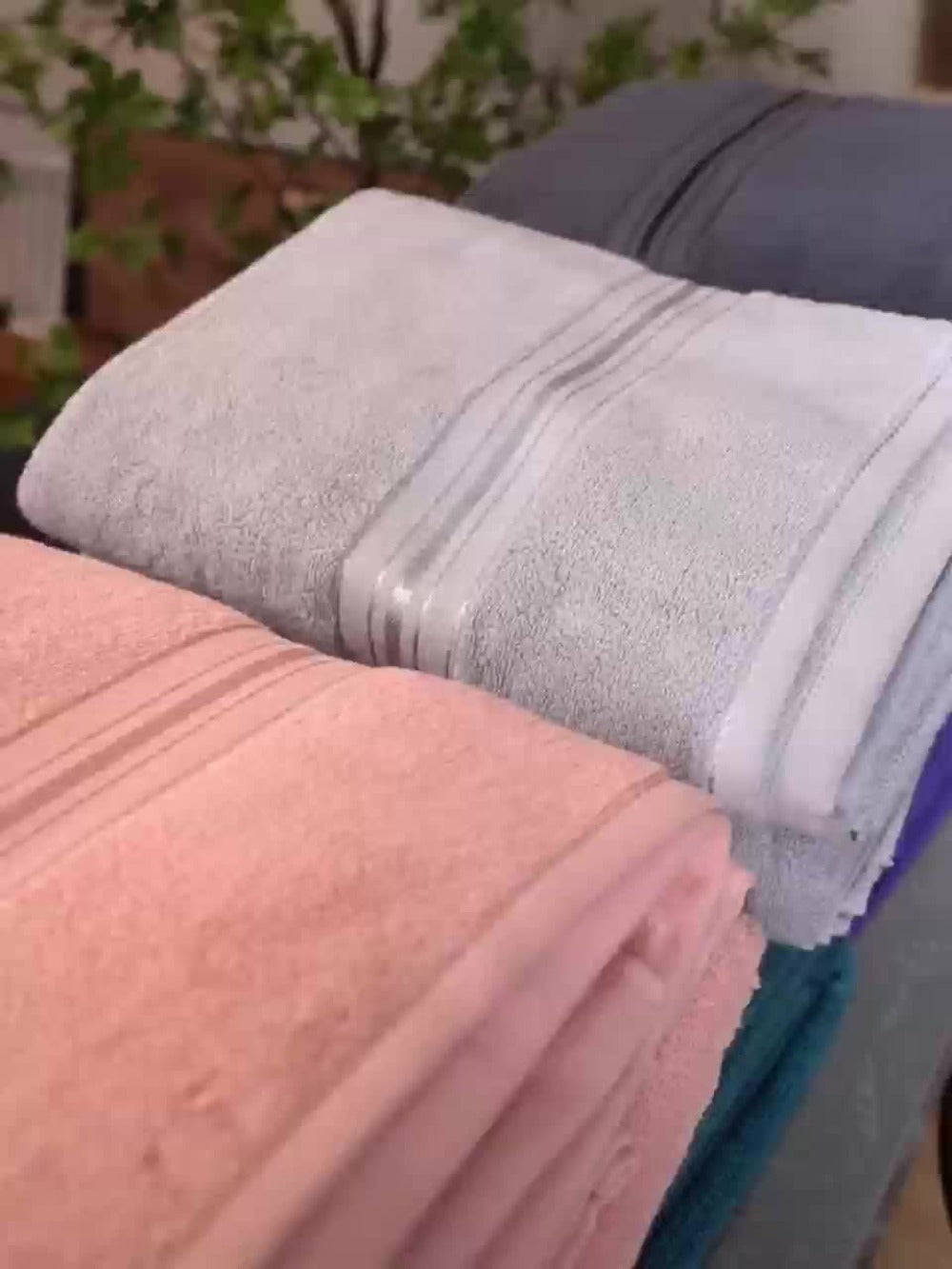 Striped Bath Towels, Towel Set 8 Piece 550GSM Pure Cotton Vintage Striped Bath, Hand Towels and Washcloths for Home and Guest Use