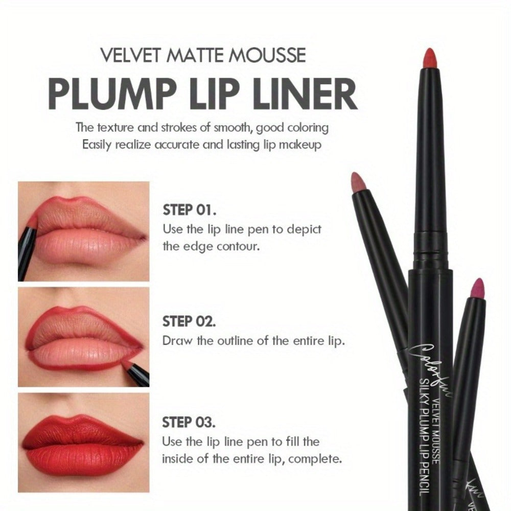 Waterproof Lip Liner Pencil Set 12 Pieces Multi-Functional Lip Eye & Brow Liner, for Makeup, Travel and Everyday Vanity Use
