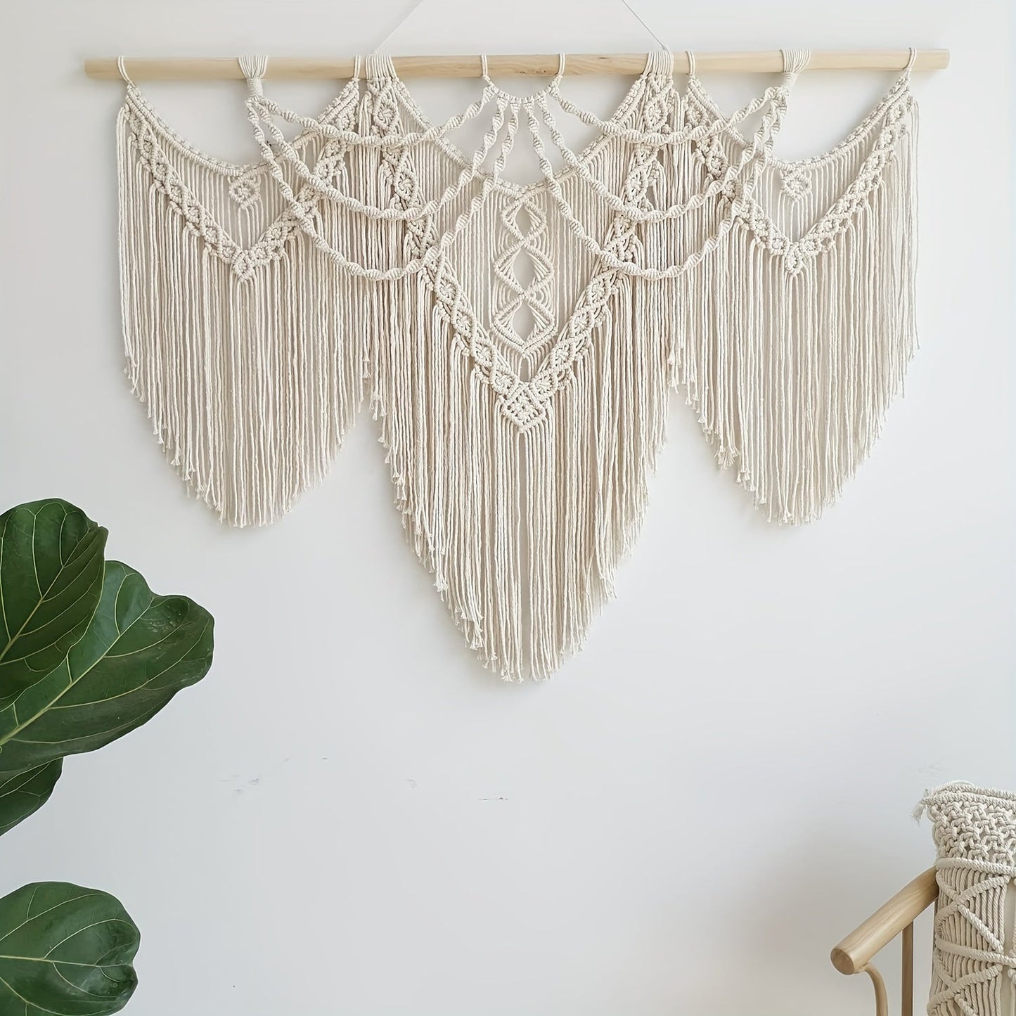 Large Macrame Wall Hanging 43x32 Inch Handmade Bohemian Woven Tapestry Boho Wall Decor for Bedroom Living Room Wedding Party Aesthetic Room