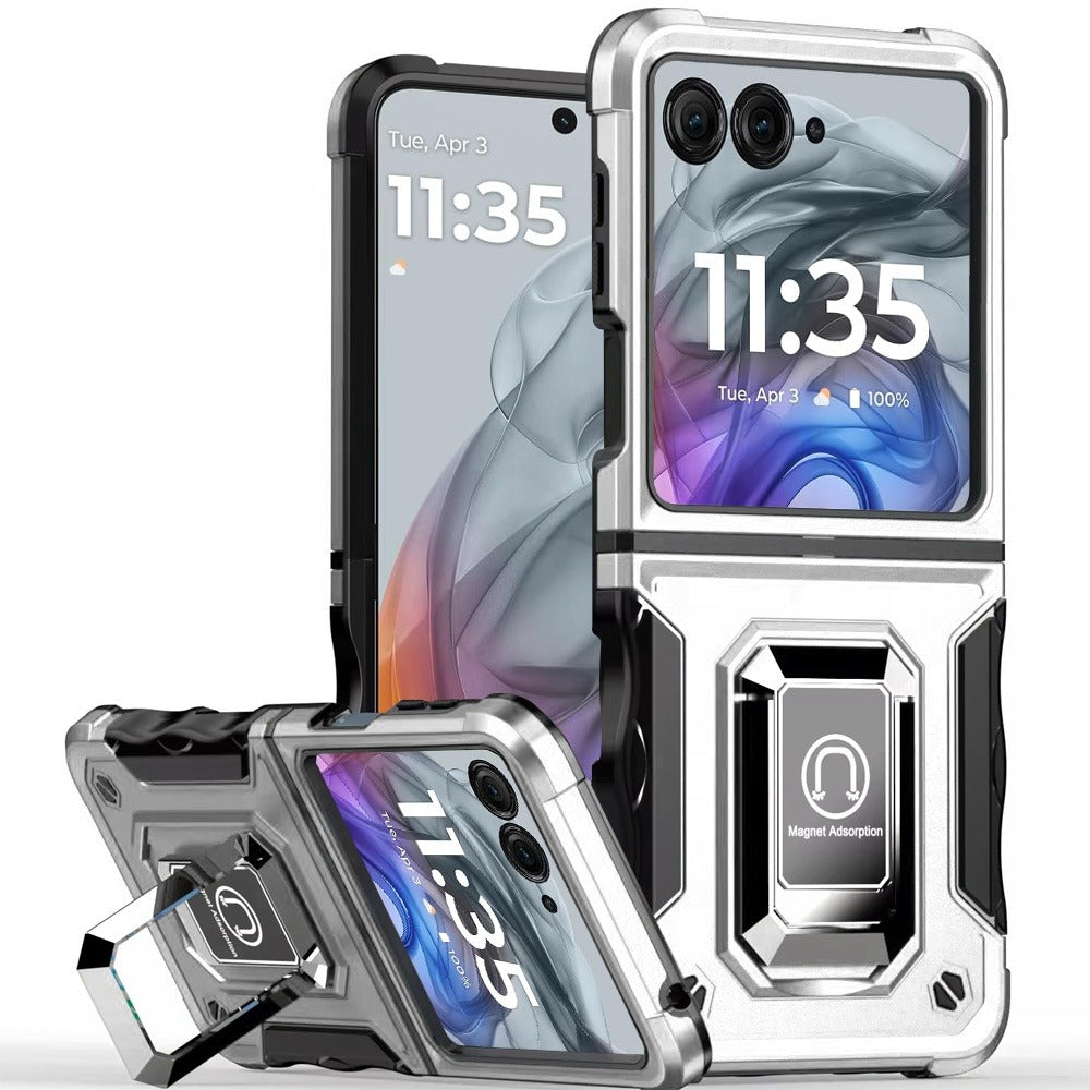 Phone Case Metal Ring Kickstand with TPU and PC Shell for Motorola Razr 2024 in Eight Colors