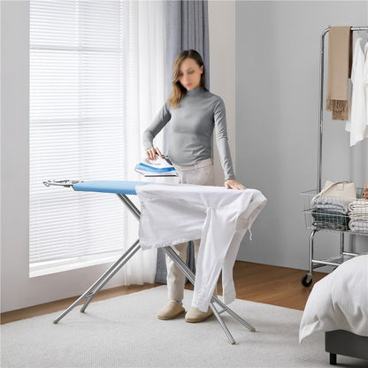 Full-Size 52-by-14-Inch Folding Ironing Board with Four-Leg Stand and Iron Rest in Four Colors