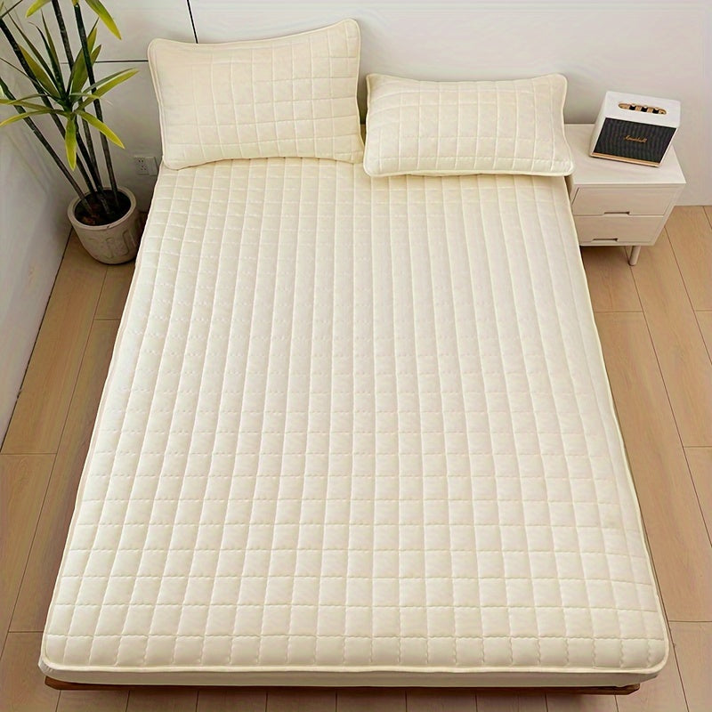Channel-Quilted Fitted Mattress Protector in Six Colors and Full, Queen or King Size Options
