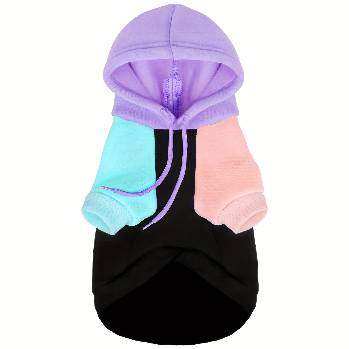 Dog Hoodie Cyber Punk Style – PAIAITE Soft Knitted Color-Block Sweatshirt for Dogs, Adjustable Drawstring Hood & Ribbed Cuffs