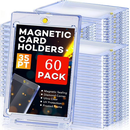 Magnetic Card Holders 35pt One-Touch Hard Case for Trading Cards – Sports Baseball Pokemon TCG Card Protector Sleeves Bulk Pack 5 30 60pcs