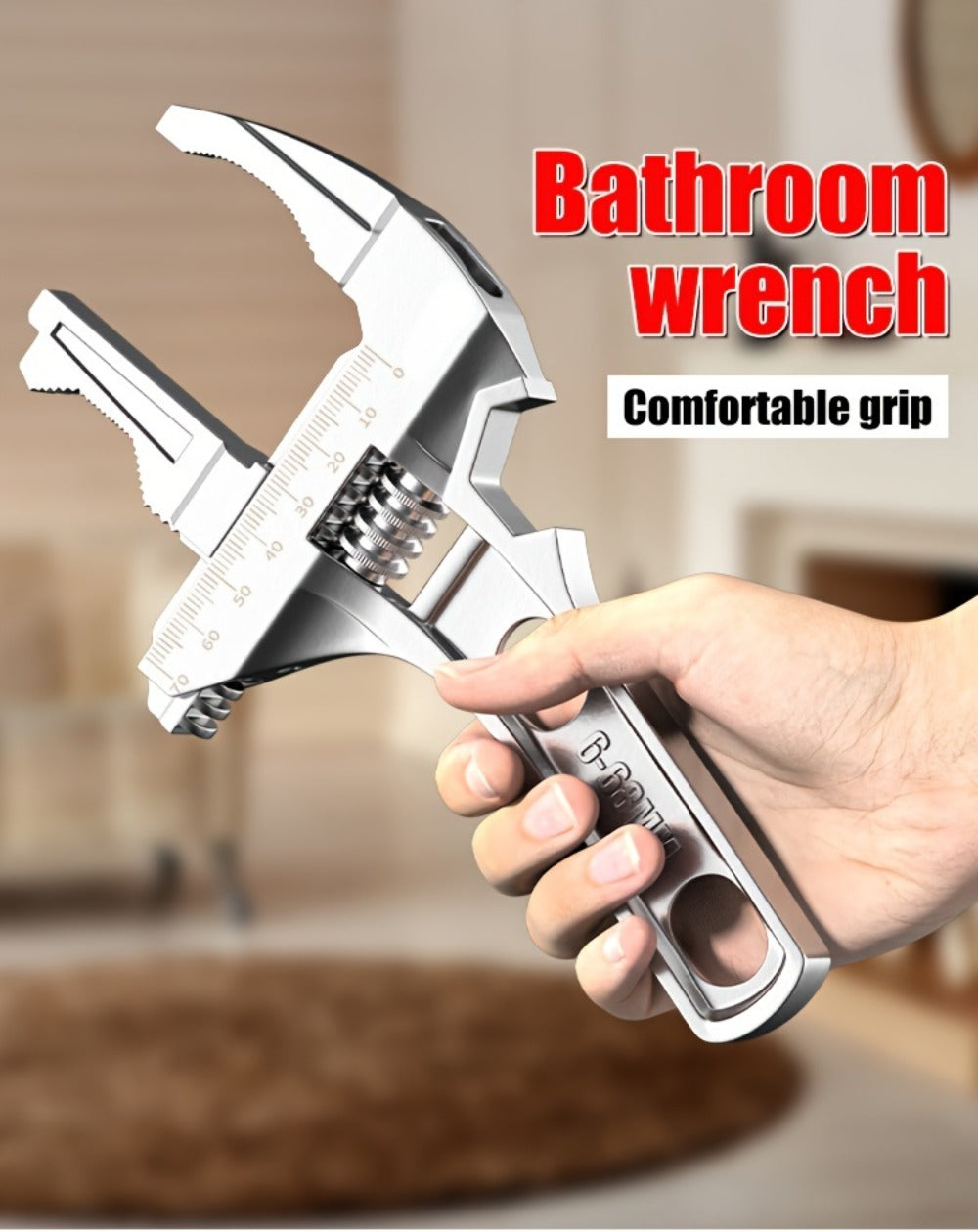 Bathroom Wrench Tool Multifunctional, Adjustable Double-Ended Open-End Wrench for Sink, Faucet, Water Pipe & Heating Repair