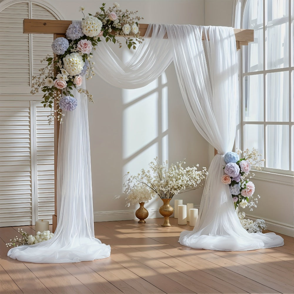 Sheer Gauze Backdrop Curtain, 31.5 x 315 Inches, in Ten Solid Colors for Draping or Hanging