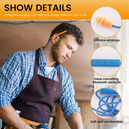 Noise Cancelling Bluetooth Earbuds Hearing Protection for Work, Wireless In-Ear Headset for Construction Site