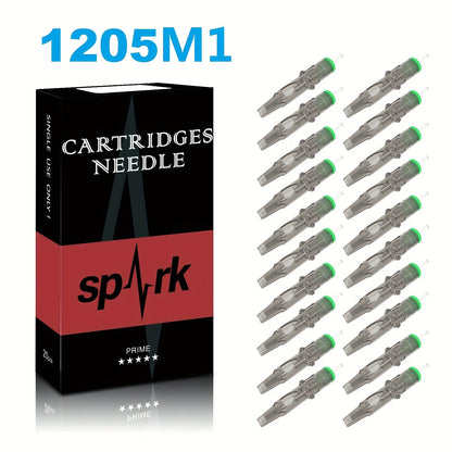 Tattoo Cartridge Needles with SPARK Label, 20-Piece Box and 24 Retained RL RS CM M1 Model Choices