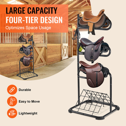 Saddle Rack Freestanding 3-Tier – VEVOR Rotating Heavy-Duty Carbon Steel Saddle Stand for English & Western Saddles | Multi-Layer Tack