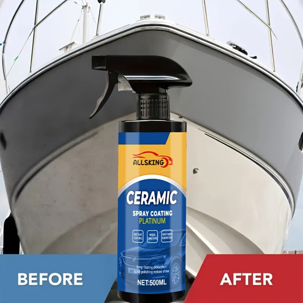 Ceramic Coating Spray for Cars – 3-in-1 Nano Polish, Scratch-Resistant Glossy Protective Layer, Compatible with All Paint Types